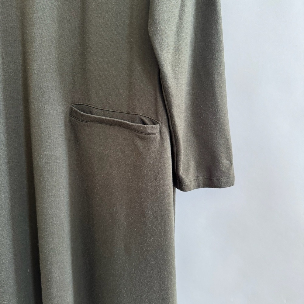 Eileen Fisher Tencel Lyocell Long Sleeve Shift Dress Pockets Green XL Soft Comfy - Picture 3 of 9